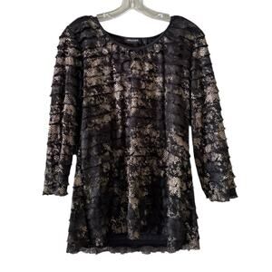Notations Women Size Large Colorful Tiered Ruffle Top Whimsigoth Fairy Gold